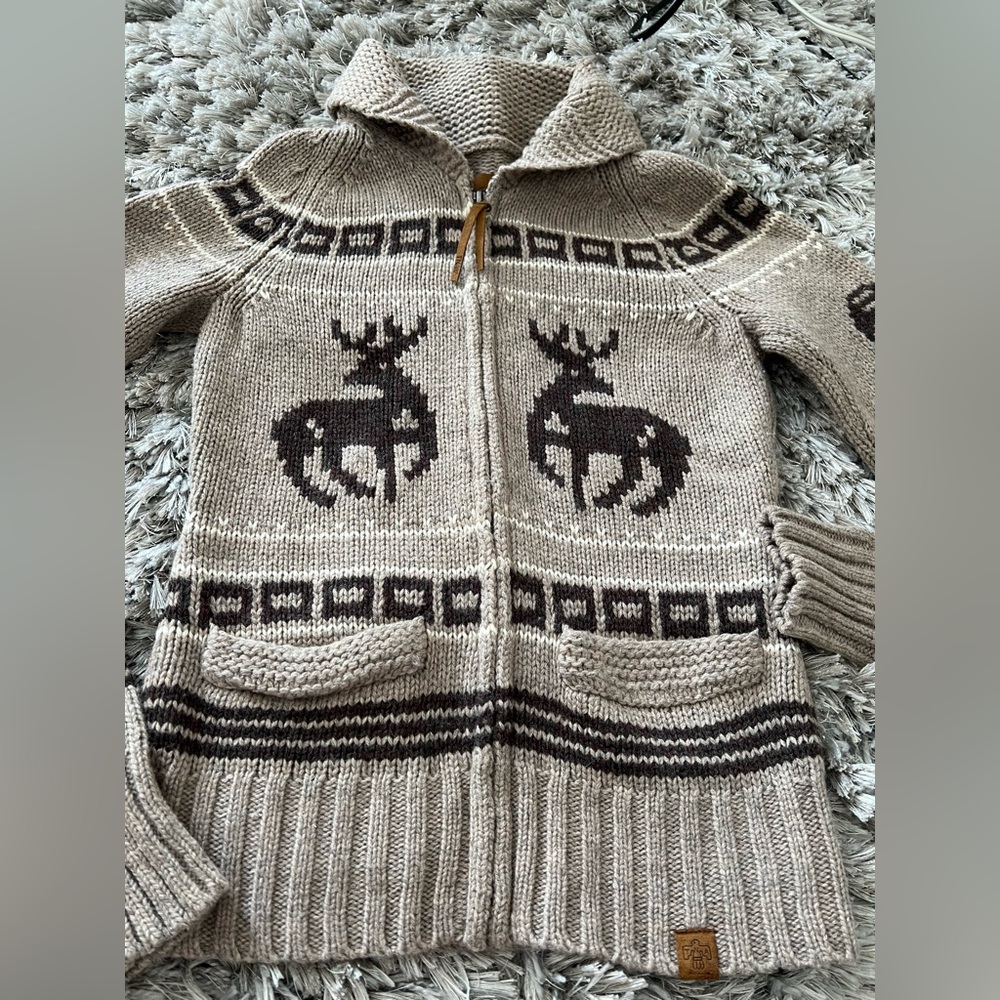 TNA Brown Reindeer Zip-Up Sweater 🦌🤎 - Picture 3 of 9